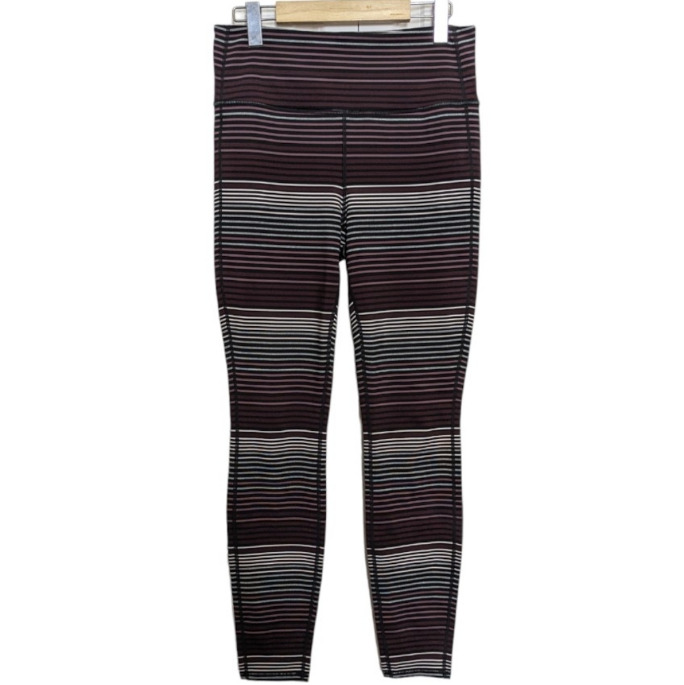 ATHLETA Chaturanga Expanse purple Stripe Colorblock High Rise Legging size M